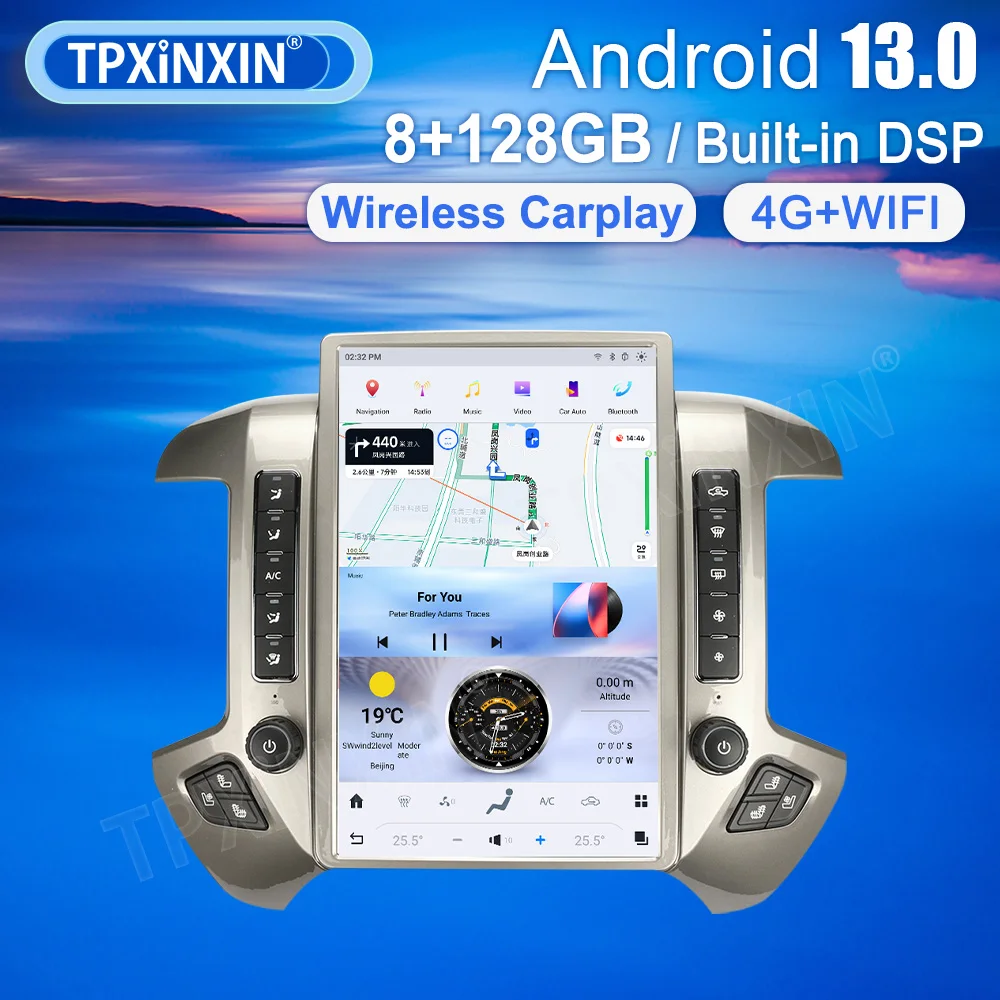 

14.4" Tesla screen Android 13 For Chevroler Silverado / GMC SIERRA 2013-2020 Radio Multimedia Player Auto Stereo Head unit