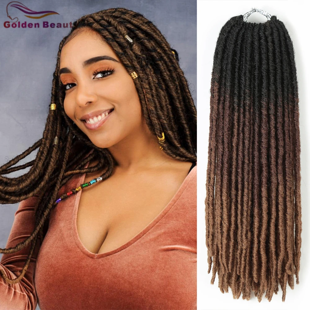 Golden Beauty 18inch Synthetic Straight Goddess Faux Locs Crochet Braids Natural Hair Extensions 18stands Low Temperature Fiber