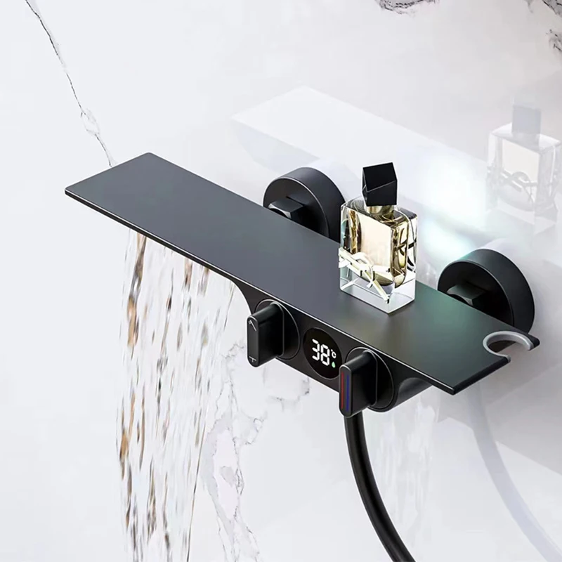 OXG Brass Waterfall Bathtub Faucet Bathroom Faucet Bath Shower Faucet Shower Mixer Crane Digital Display Faucet for bathroom 3