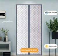 ม่านประตูผ้าฝ้ายกันลมและอบอุ่นในฤดูหนาว ม่านประตูกันความเย็น ม่านประตูปิดผนึกแถบแม่เหล็กเต็มรูปแบบ 3