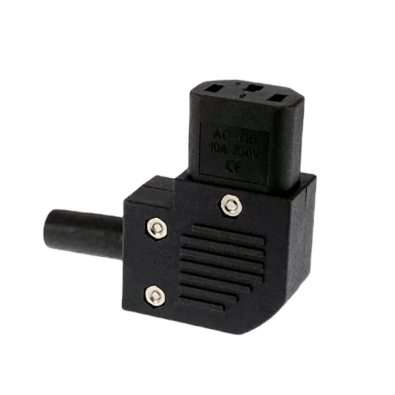 Power Plug IEC320 C13 Left Angle Rewirable Horizontal Connector 125V-250V 10A 1PCS