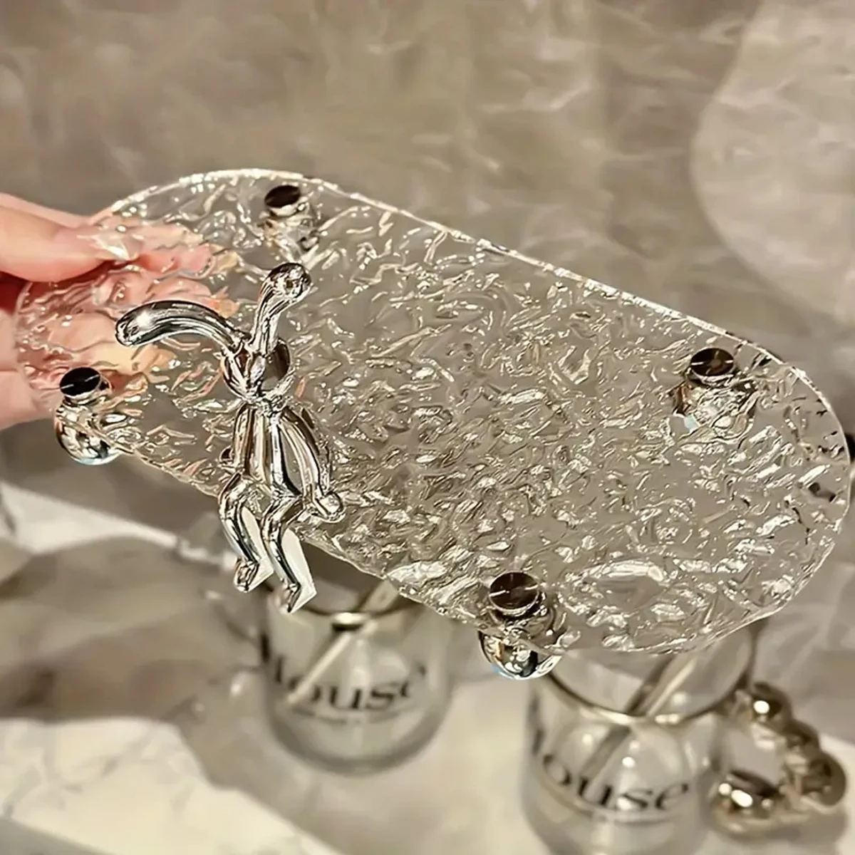 1pc Rabbit Bathroom Tray, Acrylic Washstand Tray for Two Cups, Waterproof Storage Tray, Home Organizing & Storage, Room Decorati 3