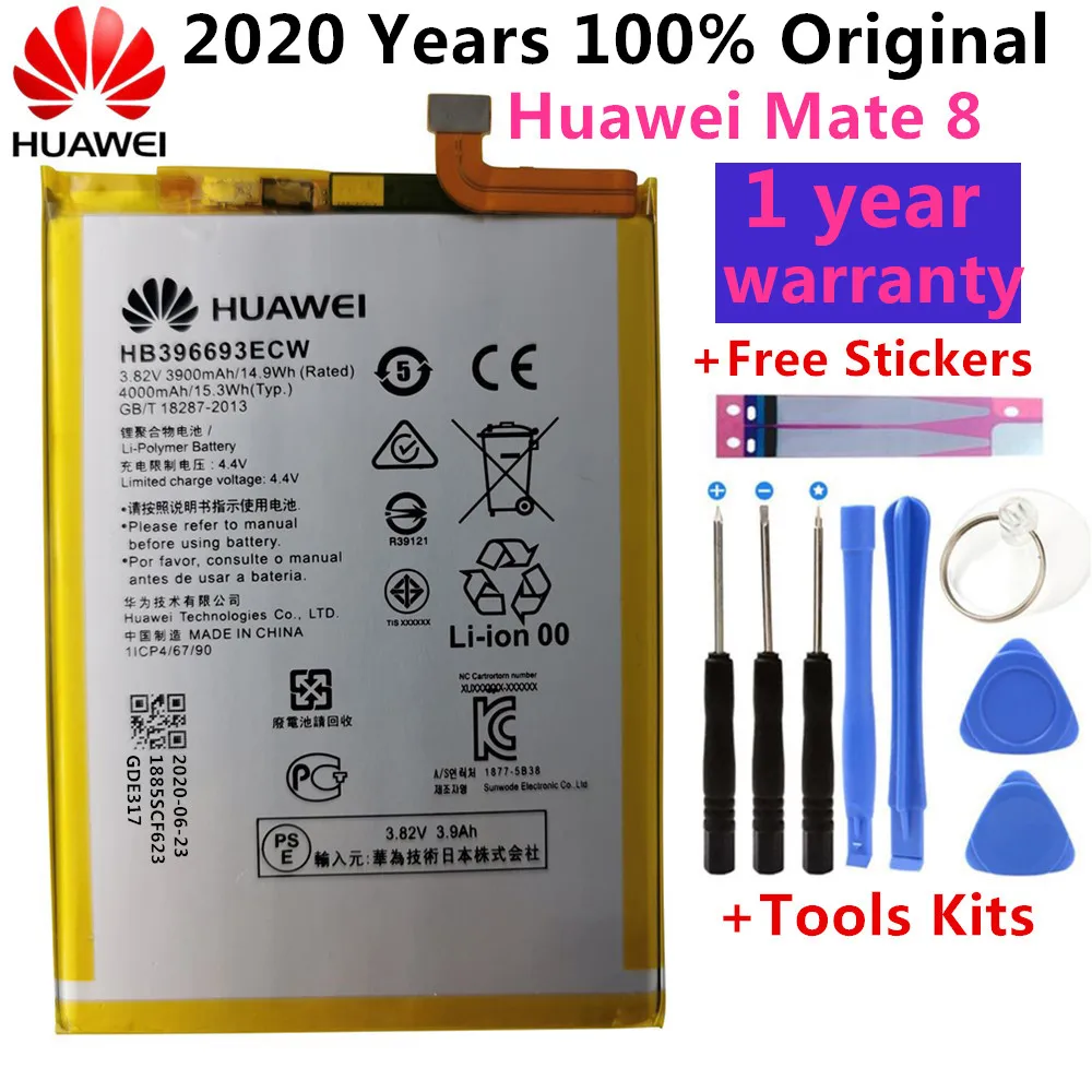 Original new For Huawei Mate 8 NXT-AL10 NXT-TL00 NXT-CL00 NXT-DL00 HB396693ECW 4000mAh Bateria Replacement Gift Tools +Stickers | Мобильные