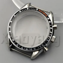 Silver Watch Case with Blue, Green, and Black Insert and Coated Glass - Quartz Chronograph Movement, Steel Bracelet, 40mm for VK63 (Black orange)
