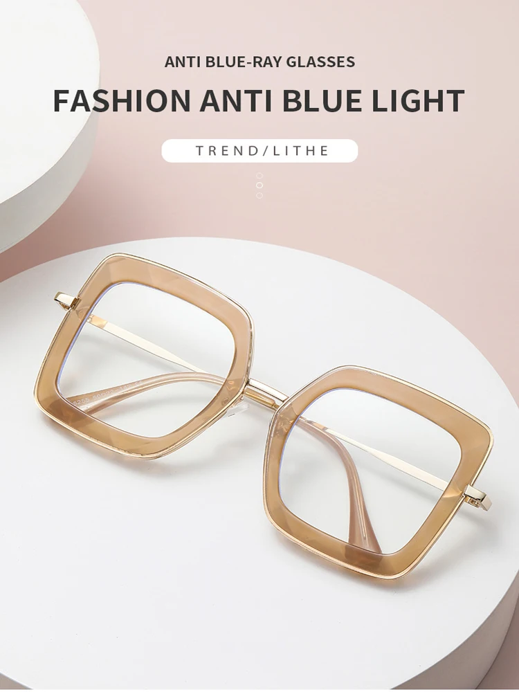 

High quality Painting Frame Optical Anti-blue Glasses Women Vintage Big Square Eyeglasses Female Spectacles Oculos Feminino