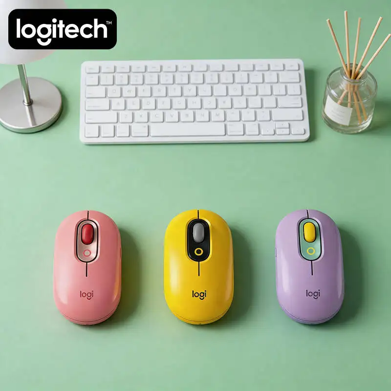 슬림 로지텍 M350 POP 마우스, 사일런트 터치 기술, 재활용 플라스틱, 블루투스 저전력, macOS Monterey 및 Big Sur 시스템용