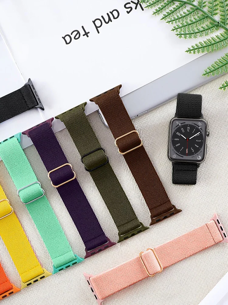 Cinturino intrecciato compatibile con Apple Watch 38 mm 40 mm 41 mm 42 mm, elastico in nylon per Apple Watch 11 10 9 8 7 6 5 4 3 2 1 SE 3 SE 2 SE, 5 pezzi