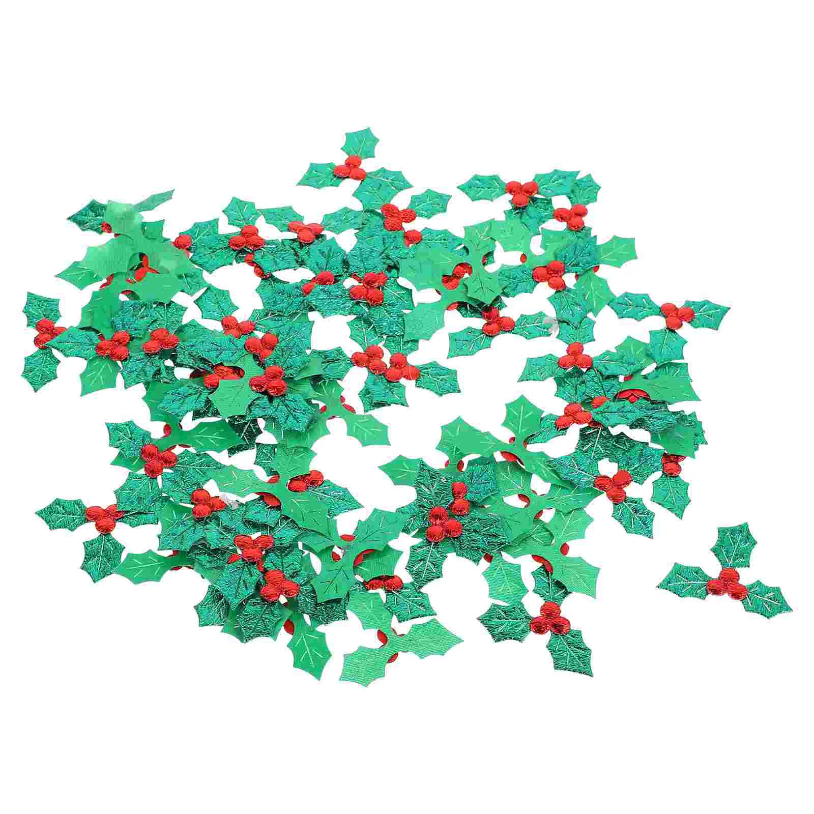 

Mini Triple Leaf Holly Berries Artificial Green Leaves Faux Berry Flowers Embellishments for Christmas Wreath Decoration