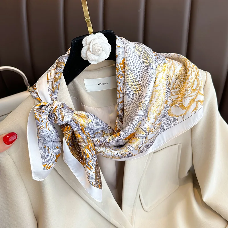 Luxury Silk Square Scarf - Womens Satin Neckerchief  Hair Wrap 2023