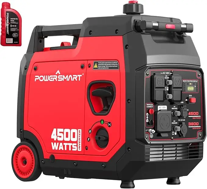 Description Picture 6 of itemSuper Quiet Portable Inverter Generator with CO Sensor Electric Start Gas Powered RV Ready Wheel Handle Kit Parallel