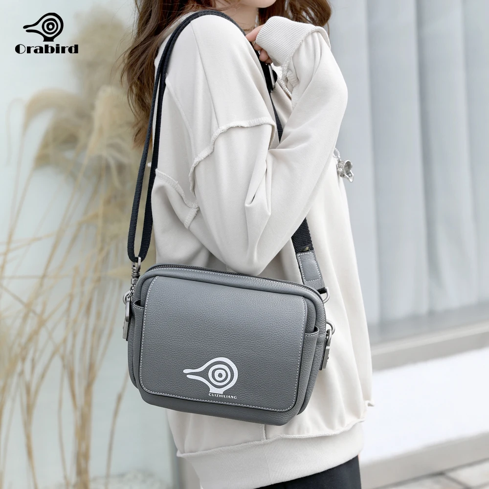 Orabird Casual Crossbody Bag Soft Genuine Leather Flap Small Handbag with  Zipper Fashion Shoulder Bags