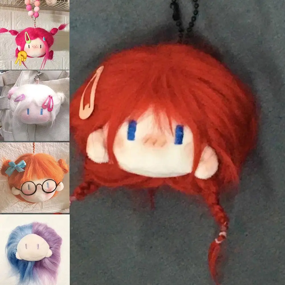 

6cm Anime Keychain Pendant Plush Doll Figure Kawaii Ball Pendant Cotton Cute Head Figure Pendant Couple Keyring Fried Lover V7T9