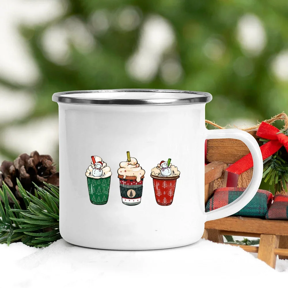 Trinkbecher, aber erster heißer Kakao-Druck, Emaille, Kaffee, Wein, Tassen, Dessert, heißer Kakao, Schokoladenbecher, Kuchenbecher, Griff, Trinkgeschirr, Weihnachtsgeschenk – Detail 16