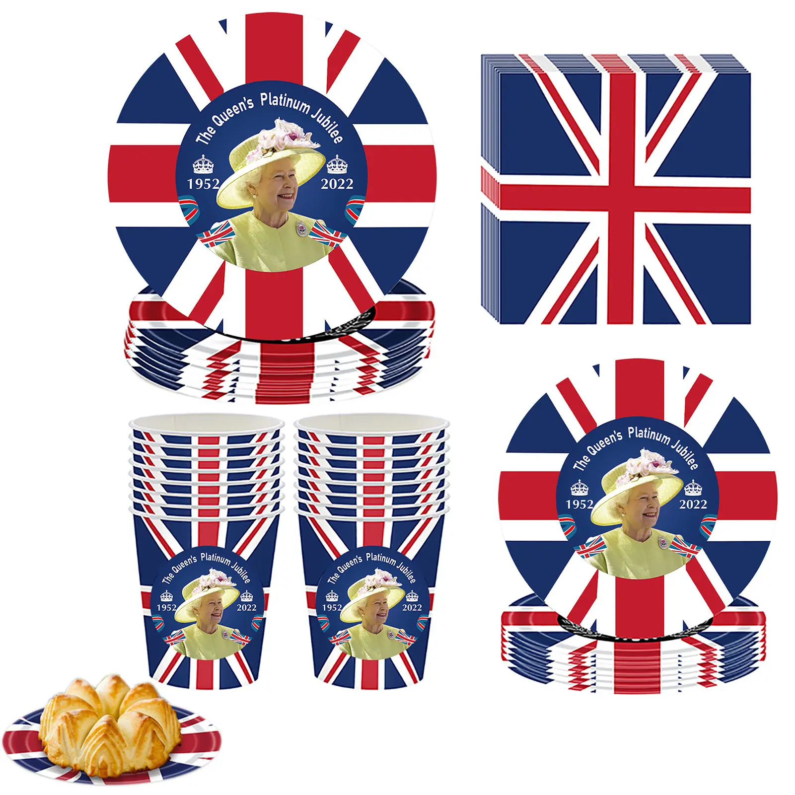114pcsQueensJubileeDinnerwareSet202270thJubileeUnionJackFlagTablewareGreatBritain