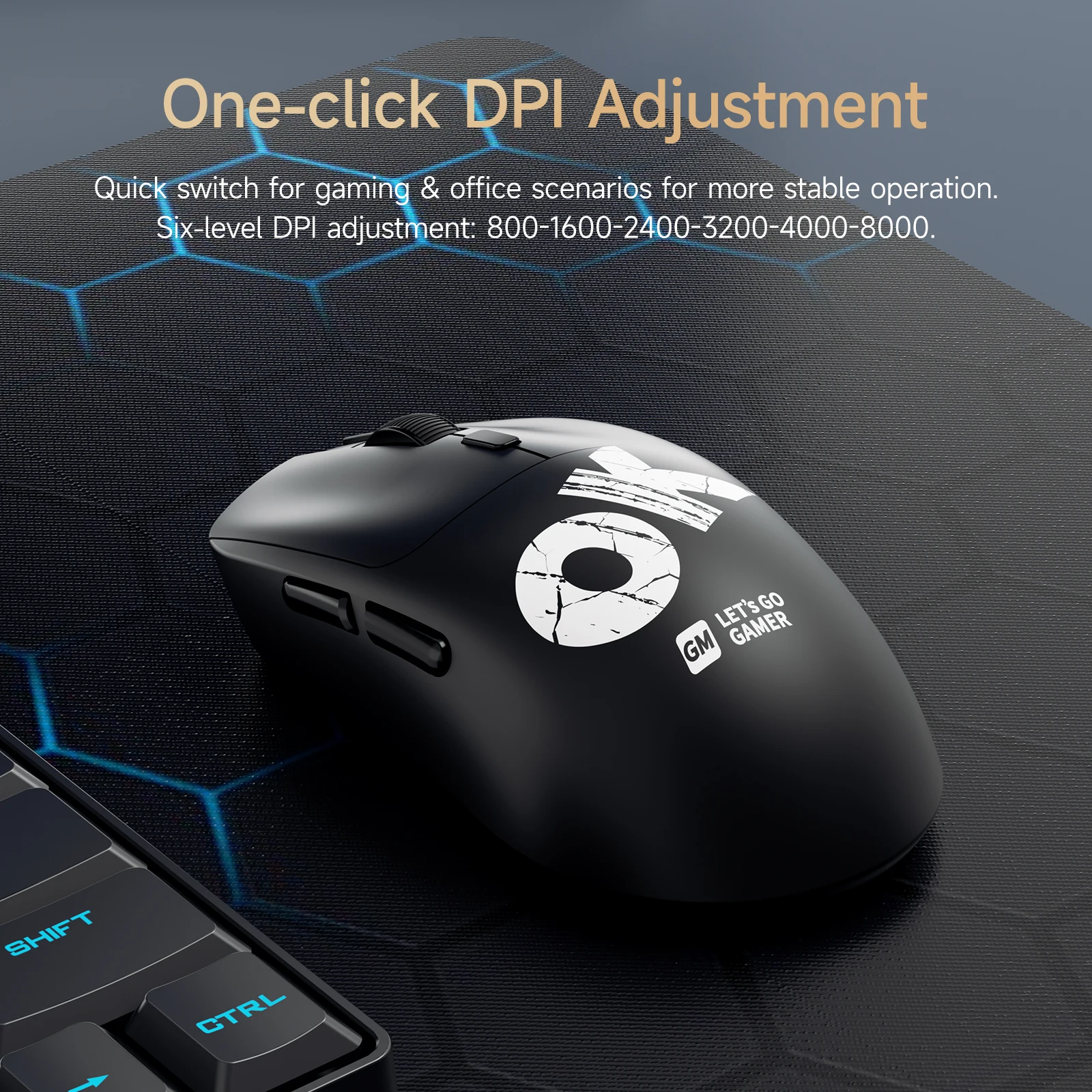 Tri-Mode Wireless Rechargeable Gaming Mouse, Cool Black Design