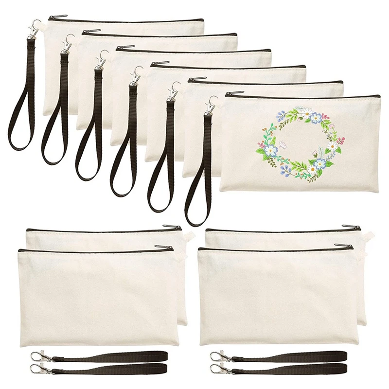 

10 шт, сублимационная пустая ручка, искусственная ручка, пустые сумки для рукоделия, холщовые карандаши, искусственные косметички из искусственной кожи