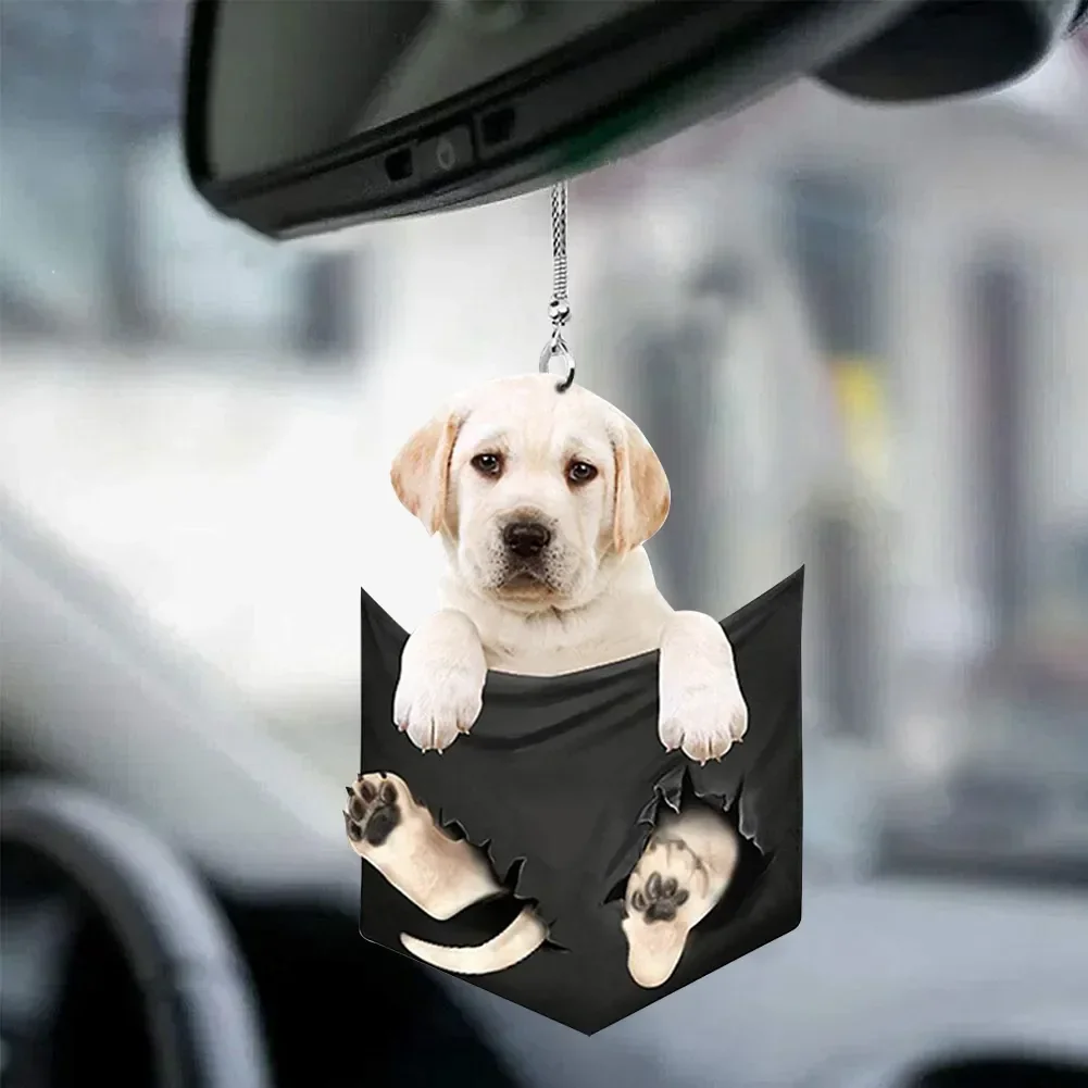 Pendurado Mini Puppy Shape Car Pendant, Ornamento Interior Prático, Veículo Toy Gift, Auto Acessórios de Decoração