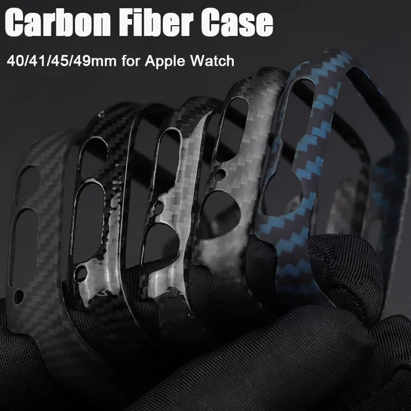 

Carbon Fiber Case for Apple Watch Ultra 49mm Series 8 7 41mm 45mm Thin Genuine Aramid Fiber Cover for iWatch Protective Case