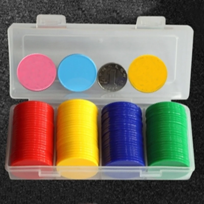 Plastic Poker Chips 100Pcs/Lot 32mm Casino Bingo Markers For Fun Family Club Carnival Bingo Game Currency