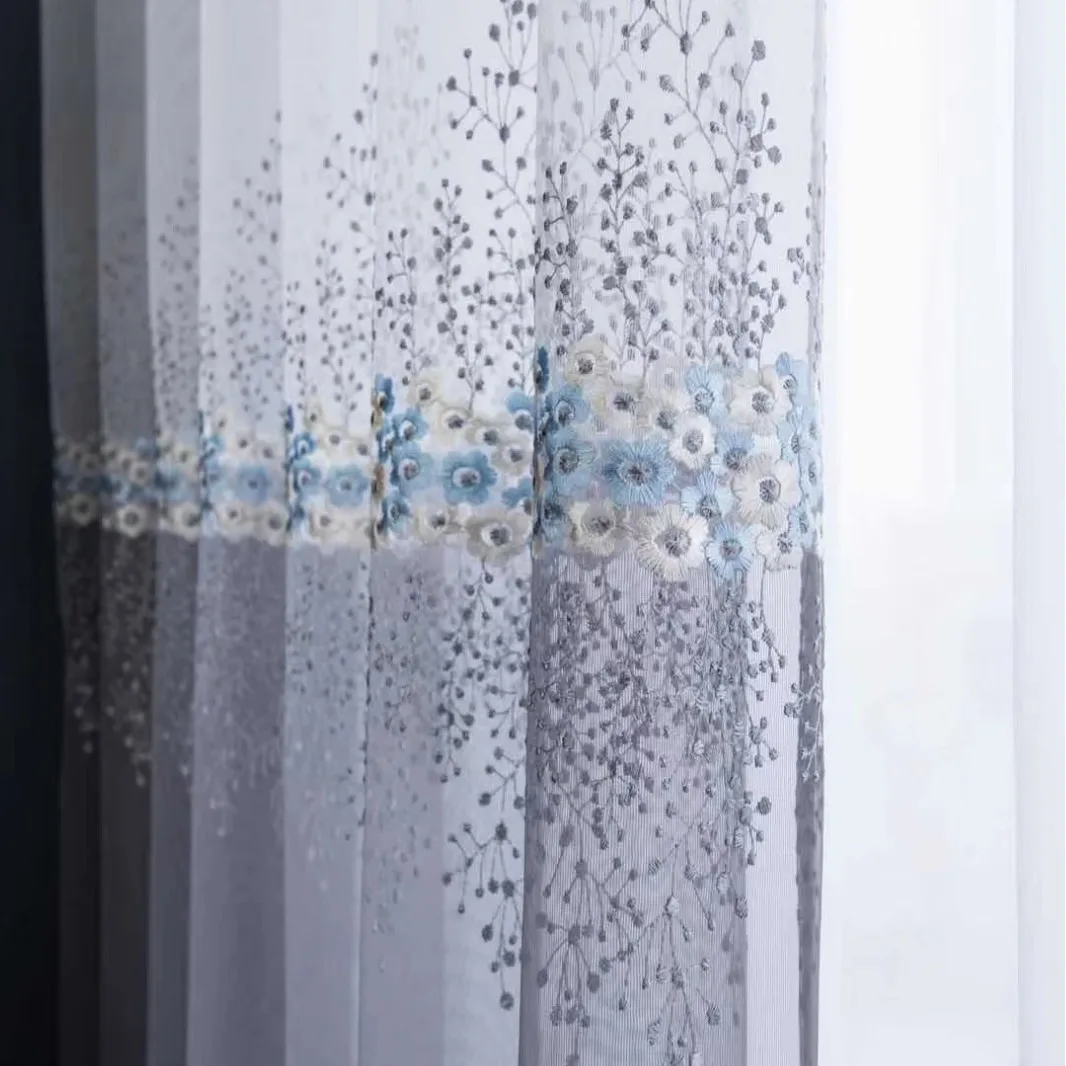1PC New small fresh color gradient floral embroidery window screen 5