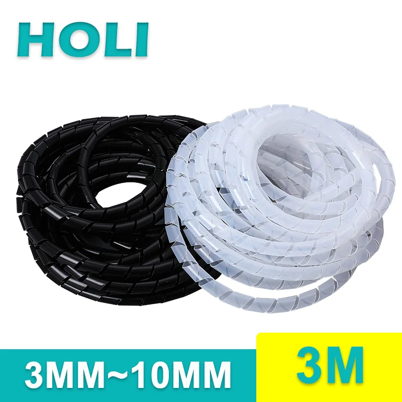 

3mm/4mm/5mm/6mm/8mm/10mm New Spiral Wrap Sleeving Tube Flame Retardant Cable Protective Sleeve Band Winding Pipe Wire Sleeves3M