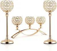 Gold Candle Holders for Table Centerpieces,Tealight Candlestick, Candelabra Stand, 3 Arms for Living Room, Wedding Decor