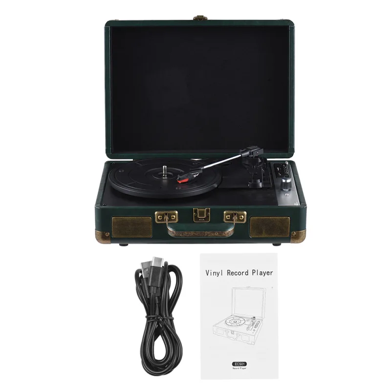 Vintage Vinyl Record Player BT Phonograph USB Recording 33/45/78RPM Support for 7/10/12inch Vinyl Record Turntable Record Player