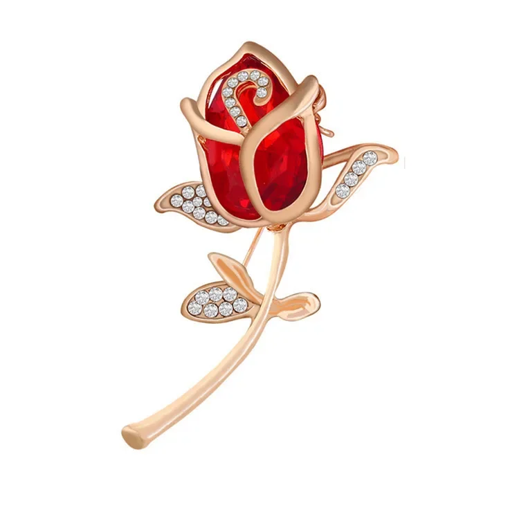 한국 스타일 패셔너블하고 정교한 안티 라이트 오픈 가디건 버튼 여성 액세서리 로즈 크리스탈 플래시 다이아몬드 브로치 핀