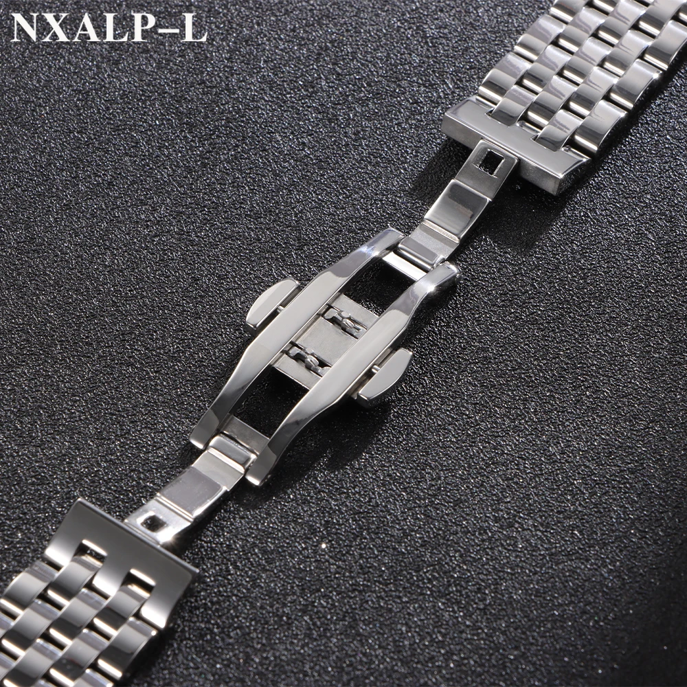 Premium Solid Stainless Steel Watch Band - High-Quality Curved/Flat End Wristband, Available in Various Sizes