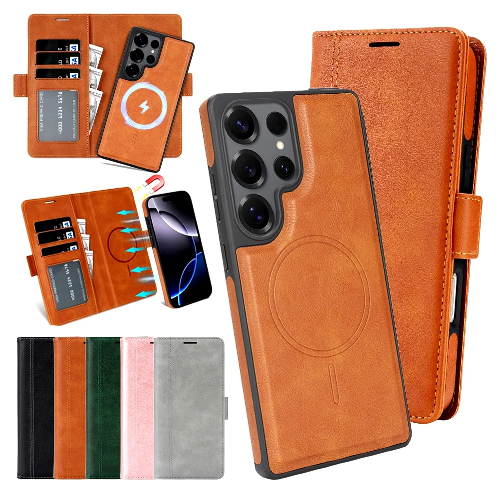 Premium 2-in-1 Leather Wallet Phone Case with Card and Cash Pocket, Kickstand Function