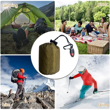 Thermal Sleeping Bag Portable Survival Blanket PE Aluminum Film Warm Windproof Waterproof for Camping Hiking Outdoor 3