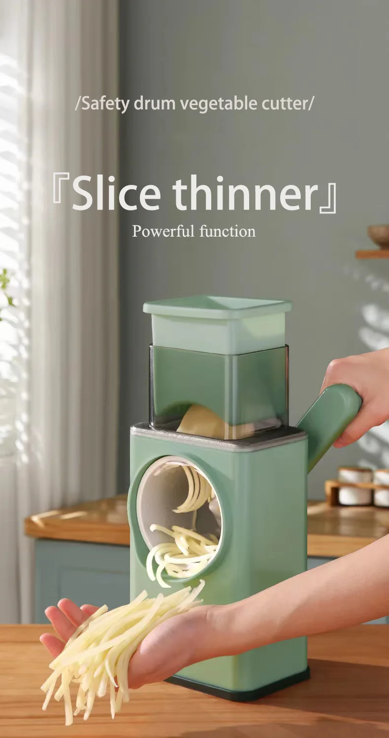 Vegetable Slicer Fruit Slicer Food Slicer Multifunction Vegetable Slicer Manual Home Kitchen Accessories Grater Vegetable Chopper 3 in 1 Round Cutter Potato Spiralizer