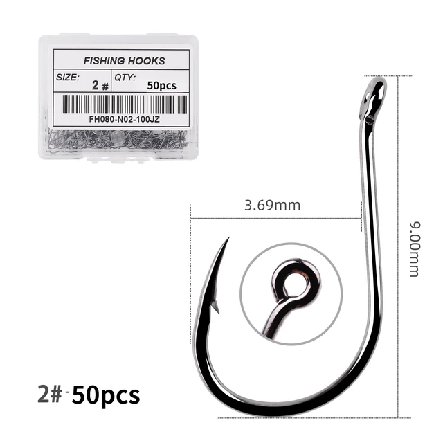 20/50/100pcs Fishing Hooks Set Carbon Steel Single Circle Fishing Hook