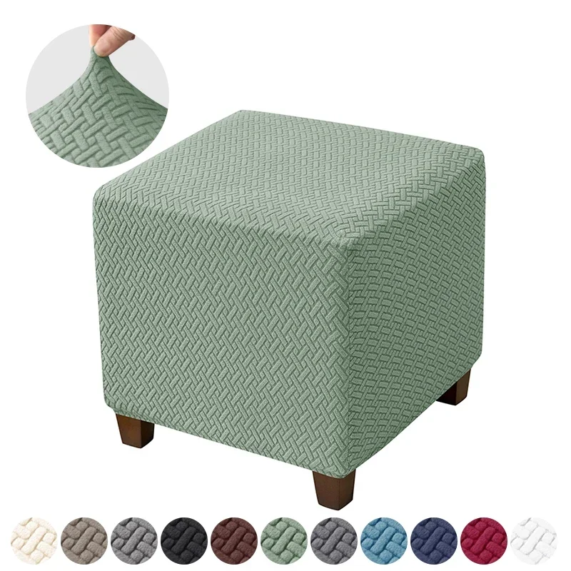 Elastic Jacquard Ottoman Cover Solid Color Stool Covers Square Footrest Covers All-inclusive  Anti Slip Footstool Slipcovers 3 Elastic Jacquard Ottoman Cover Solid Color Stool Covers Square Footrest Covers All-inclusive  Anti Slip Footstool Slipcovers 3