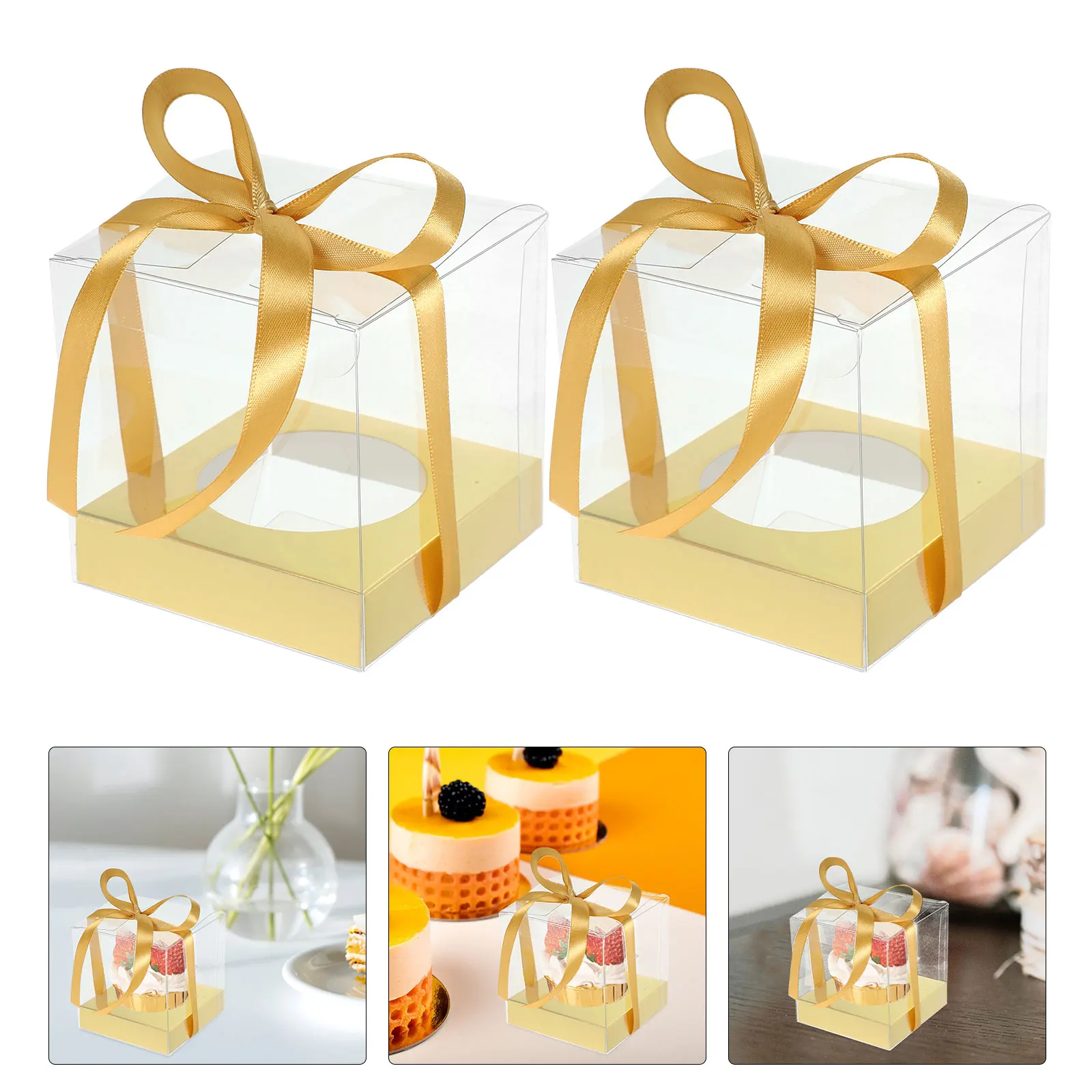 

30pcs Cake Packing Boxes Reusable Mousse Cupcakes Desserts Decorations With Ribbon Wedding Parties Candies Cookies Packing