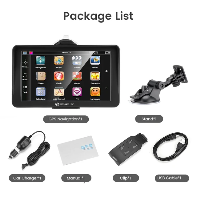Gearelec 7 Inch Car GPS Navigation Touch Screen 256M+8G FM Voice Prompts Europe 3D Map Free Update Truck GPS Navigators 2024 - Image 6