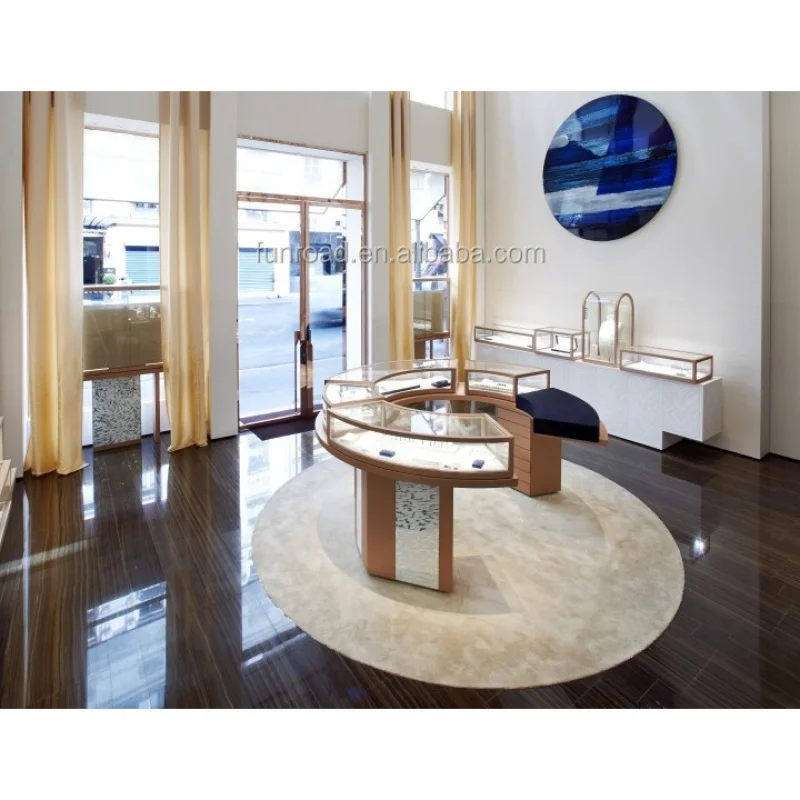 

Custom. High End Wall Mounted Showcase Interior Jewelry Store Decoration Design Cabinet