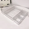Plastic Transparent Cosmetics Storage Boxes Set Stackable Vanity Bathroom Makeup Organizer Bin Desktop Drawer Organizer 2