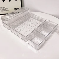 Plastic Transparent Cosmetics Storage Boxes Set Stackable Vanity Bathroom Makeup Organizer Bin Desktop Drawer Organizer 2