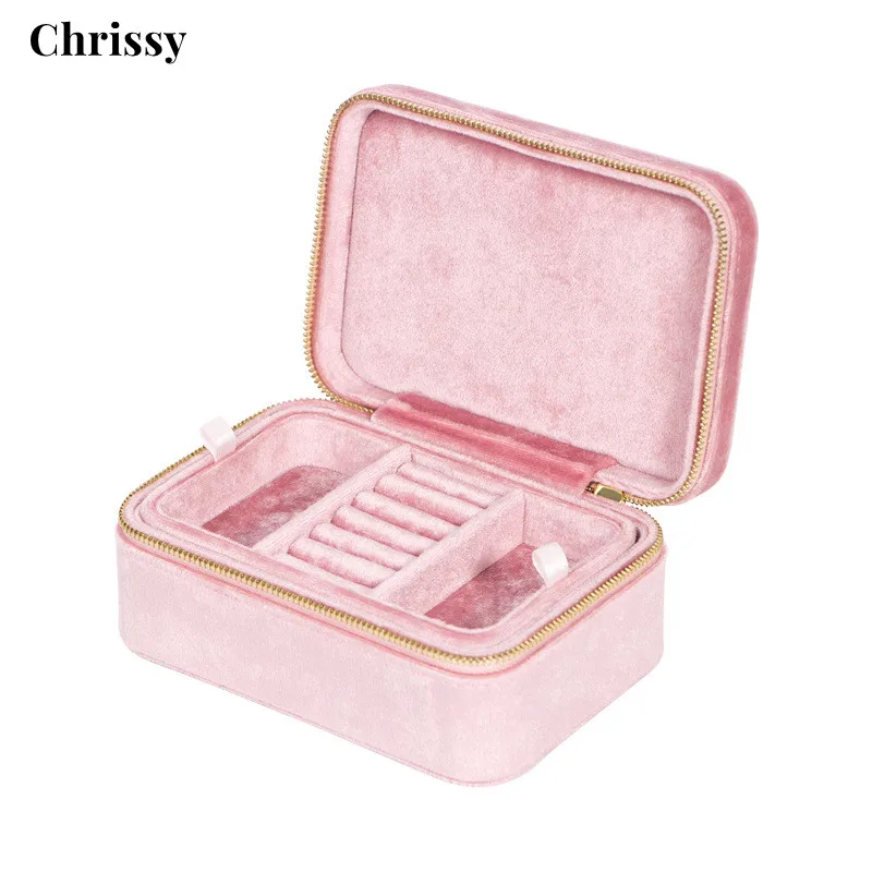 Velvet Rectangular Flannel Jewelry Storage Box Portable Jewelry Organizer Box Rings Earrings Necklace Display Jewelry Box flannel jewelry box oval ring box simple and exquisite velvet jewelry box double rings box for wedding gift wrap packaging case