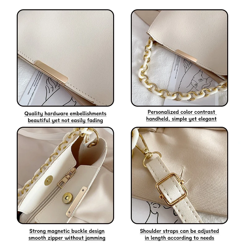 Women's bag Commuting leather single shoulder bucket bag senior Designer style Handbag woman chain Simple versatile New