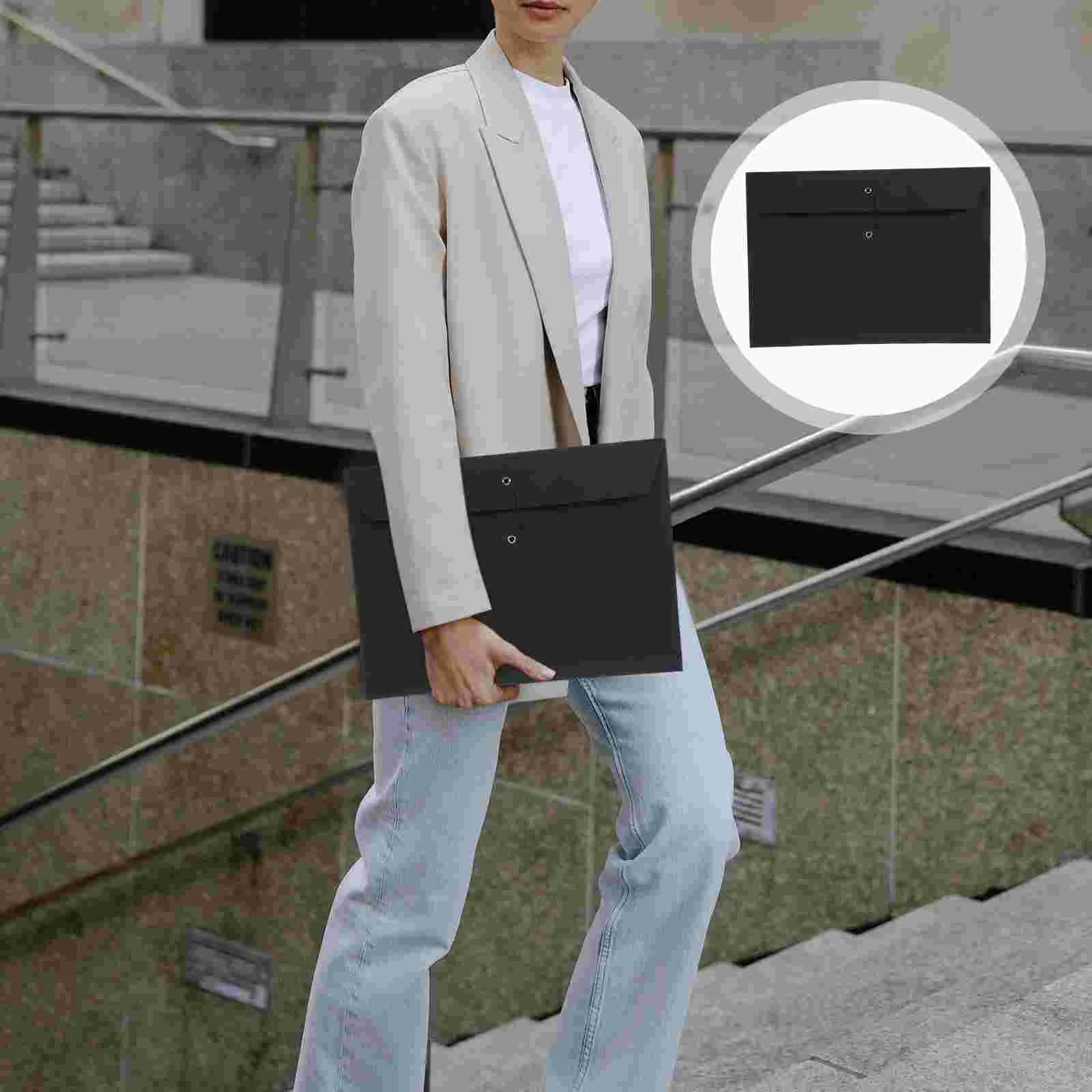 

5 Pcs Kraft Paper Bag Practical File Organizers Bags Large Push Button Receipt Rope Buckle Document Wallets