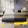 Bed Fram, King Size Floating Bed Frame, Metal Platform, with LED Light and Charging Station, No Box Spring Needed, Noise-Free 5