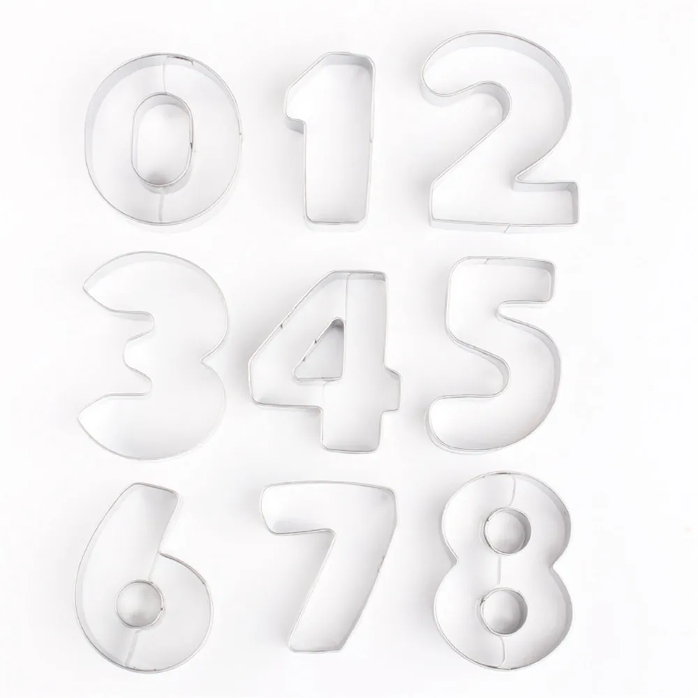 Cookie Cutters Moulds 9PCS/Set Puzzle Numbers 0-9 Arabic Numerals Cute Candy Biscuit Mold DIY Baking Tools Stainless Steel