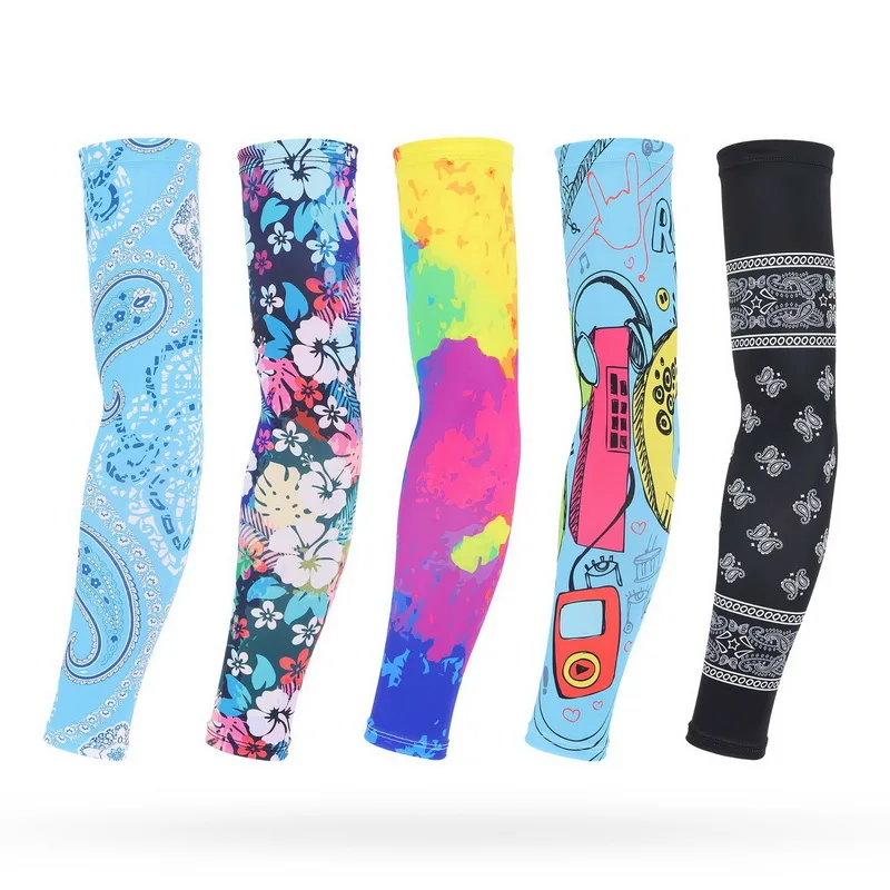 Unisex UV Protection Cooling Tattoo Design Cycling Arm Sleeves
