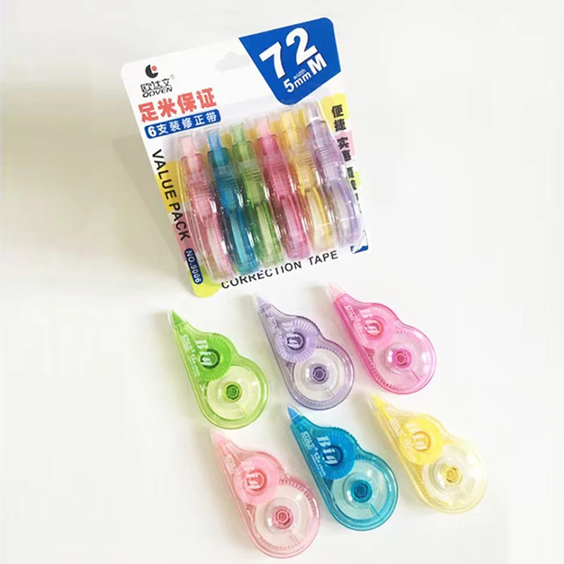 6 pcs correction tape, total 2834.65 inches, affordable package, large capacity correction tape，office school supplies