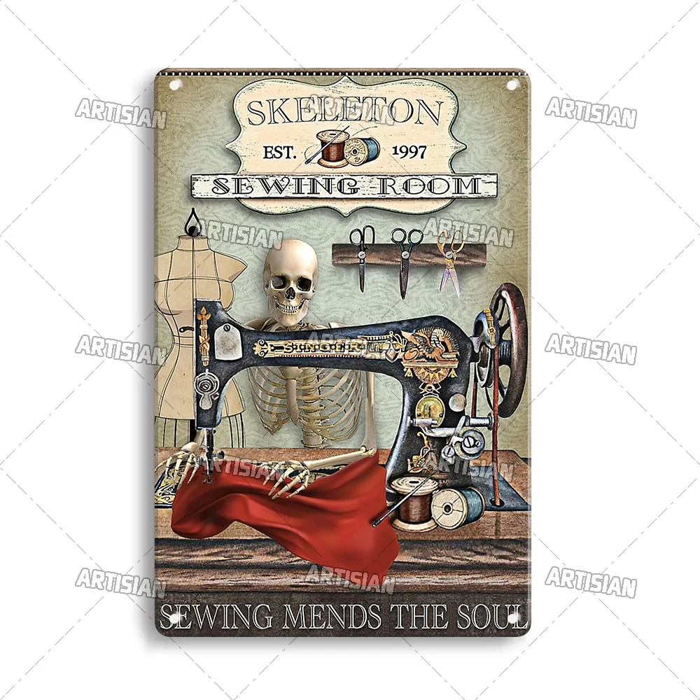 Dreacoss Targa In Metallo Per Cucito Stile Retrò 20x30 Cm, Poster Vintage Per Cucina E Giardino, Divertente Cartello Da Parete - 2