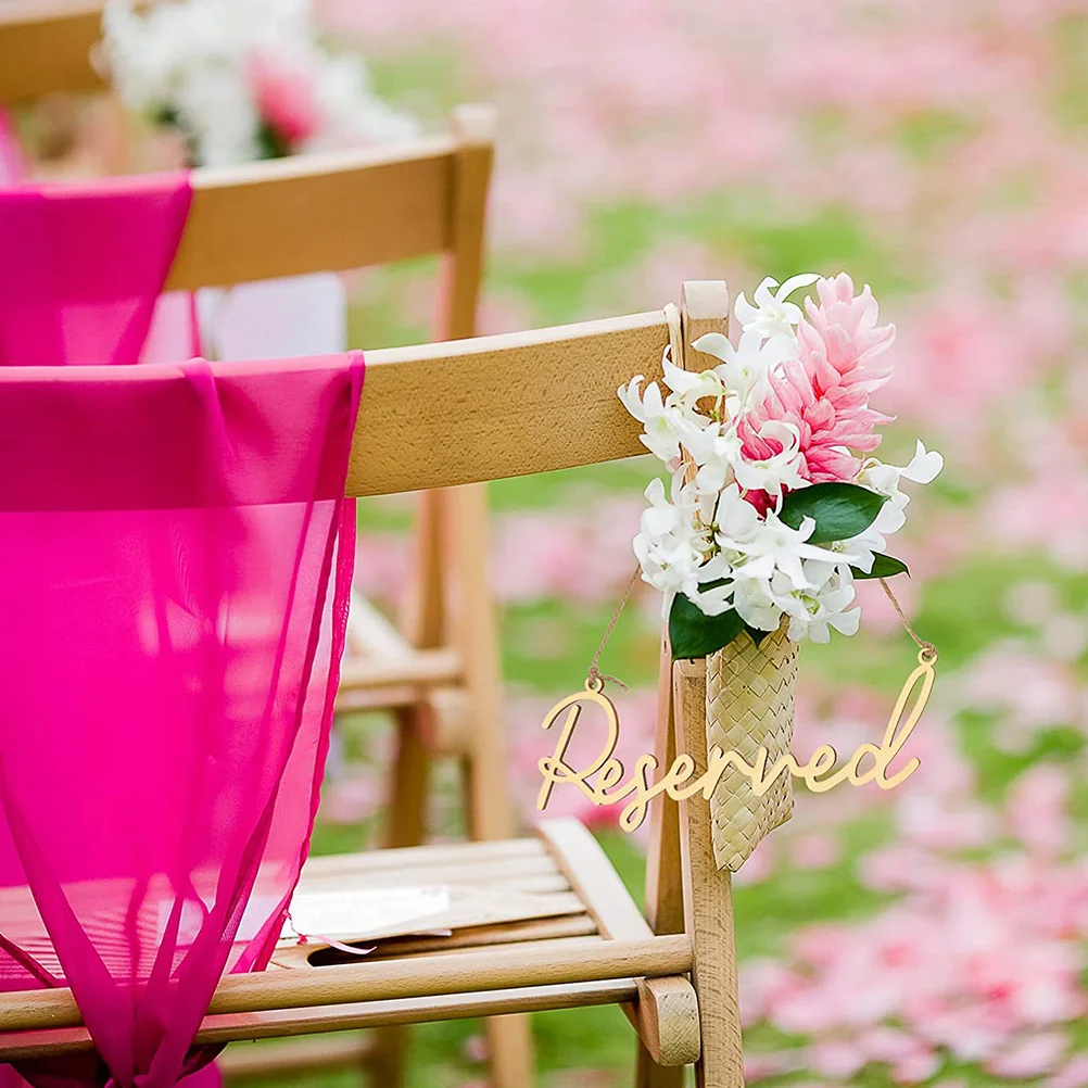 

Wooden Blank Reserved Letter Sign Seat Chair Back for Wedding Signs Reusable Hanging Elegant Emblems