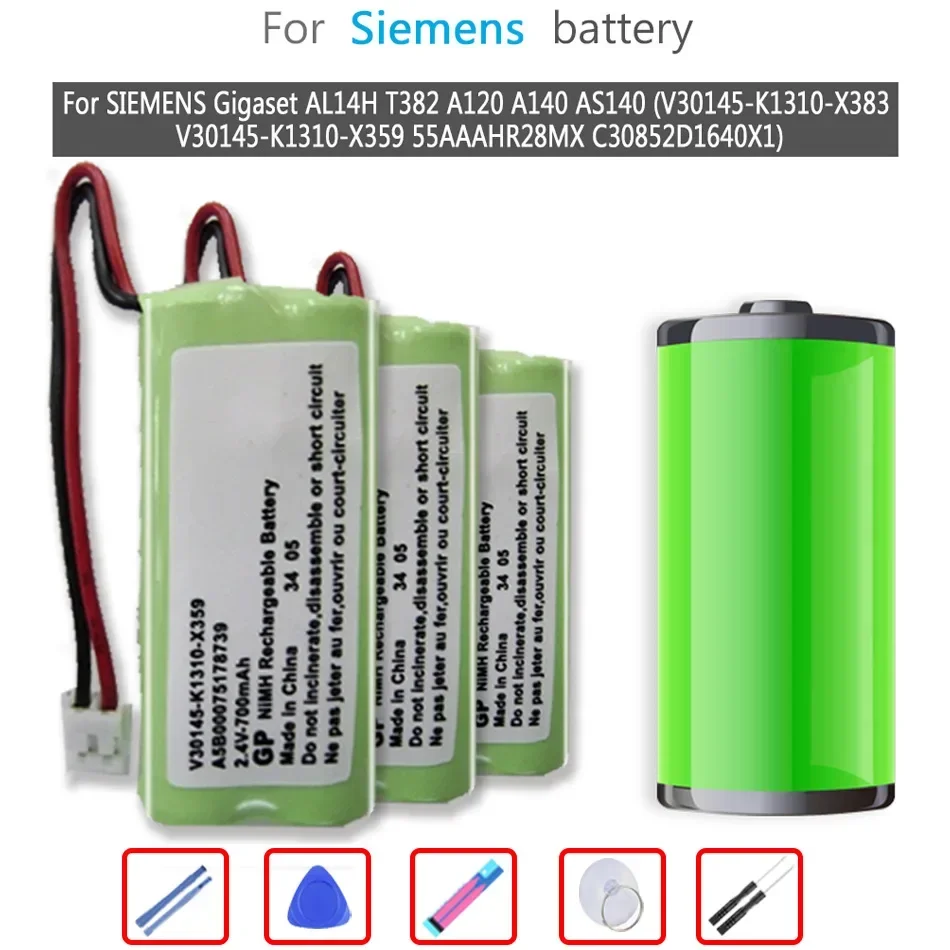 V30145-K1310-X359 Batteria 700Mah Per Siemens Gigaset Al14H T382 A120 A140 As140 (V30145-K1310-X383 V30145-K1310-X359 55 Aaahr2