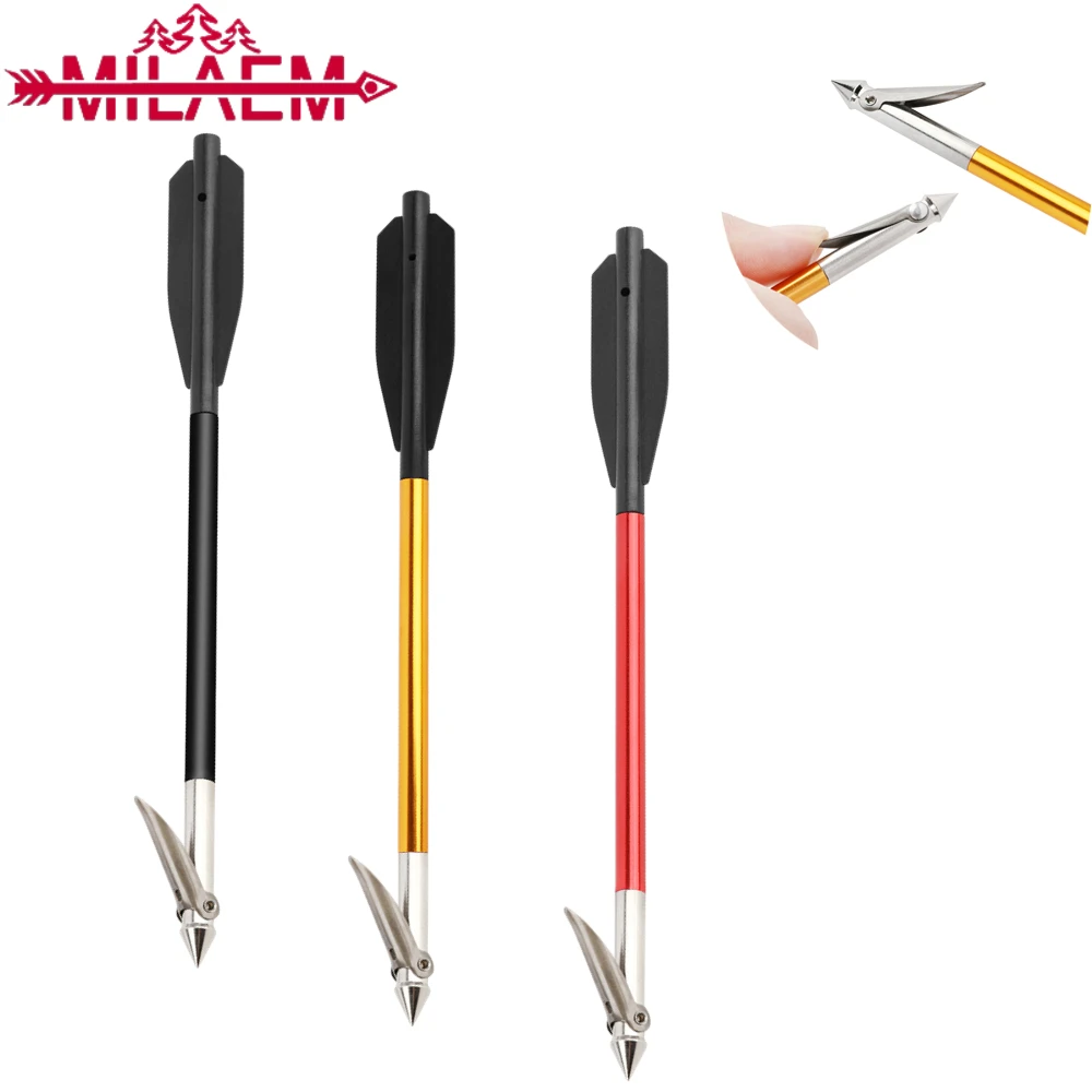 

6pcs 6.8inch Archery Fishing Crossbow Arrow Aluminum Mini Arrow with Harpoon Steel Point Pistol Bowfish Hunting Fish Accessories